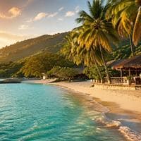 Calm bay and green hills at Montego Bay, Jamaica